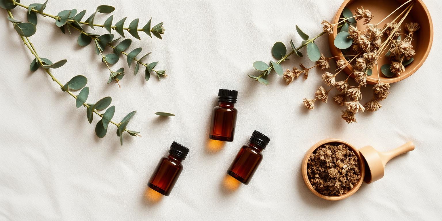 Composizione botanica con eucalipto e nutraceutici